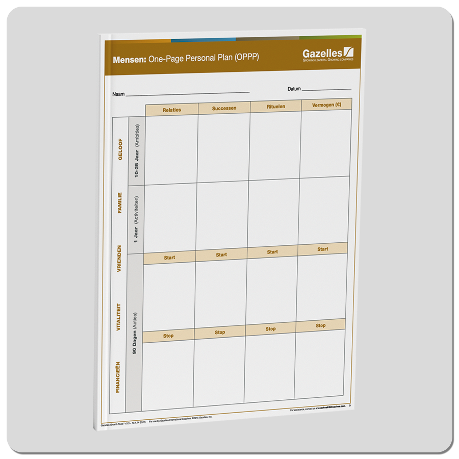 One Page Personal Plan OPPP